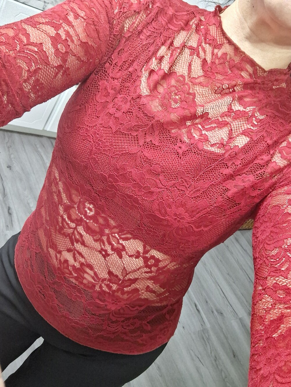 Burgundy Floral Lace Top